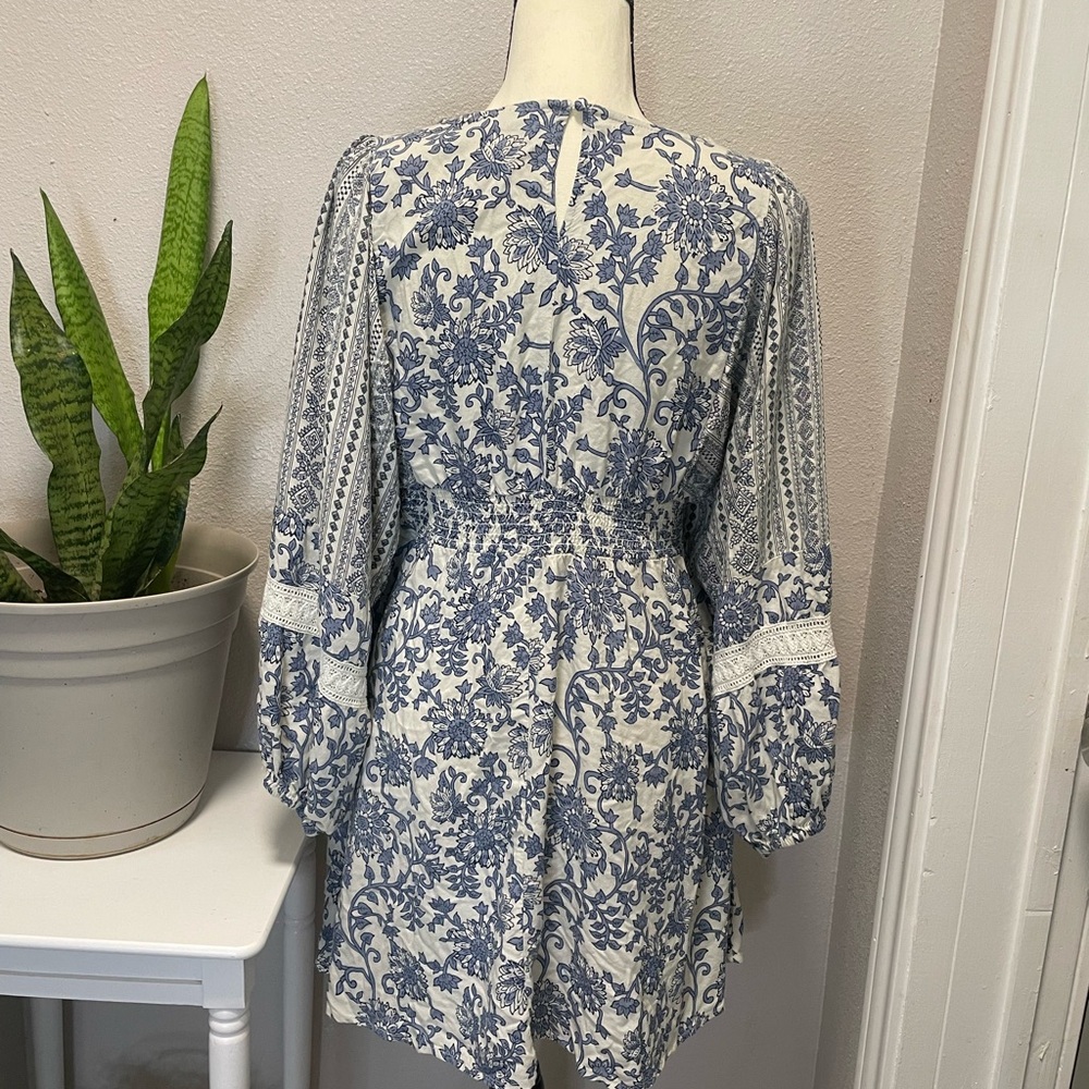 Sincerely Jules Blue and White Bishop Sleeve Sundress - Picture 2 of 4